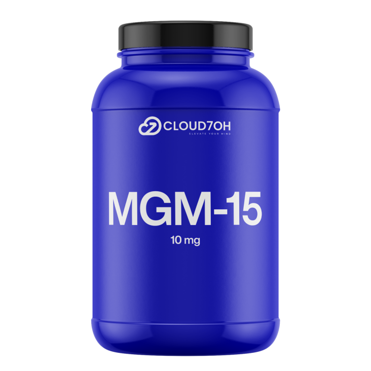 Blue MGM-15 bottle labeled 10 mg by Cloud7OH research compound